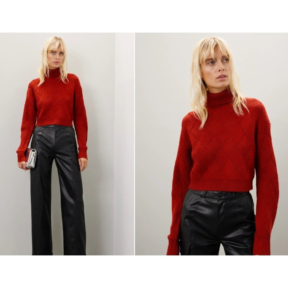 Ronny Kobo Knit Turtleneck‎ Cropped Sweater